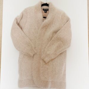 VTG Venesha High Quality Angora Cardigan Sweater Lined Fuzzy M Beige Cream